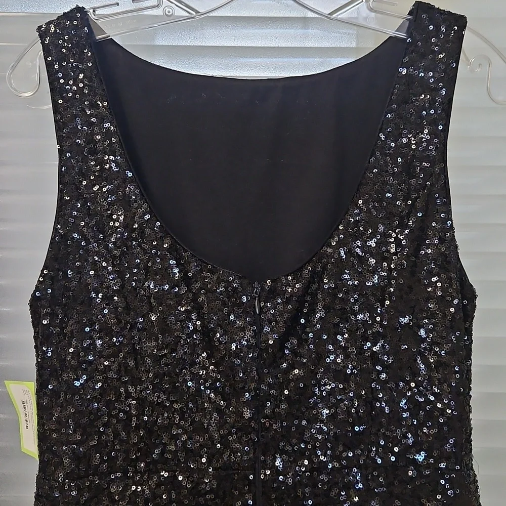 Size 10 (tag M) black/silver sleeveless sequin sheath style evening gown NWOT - Picture 8 of 11